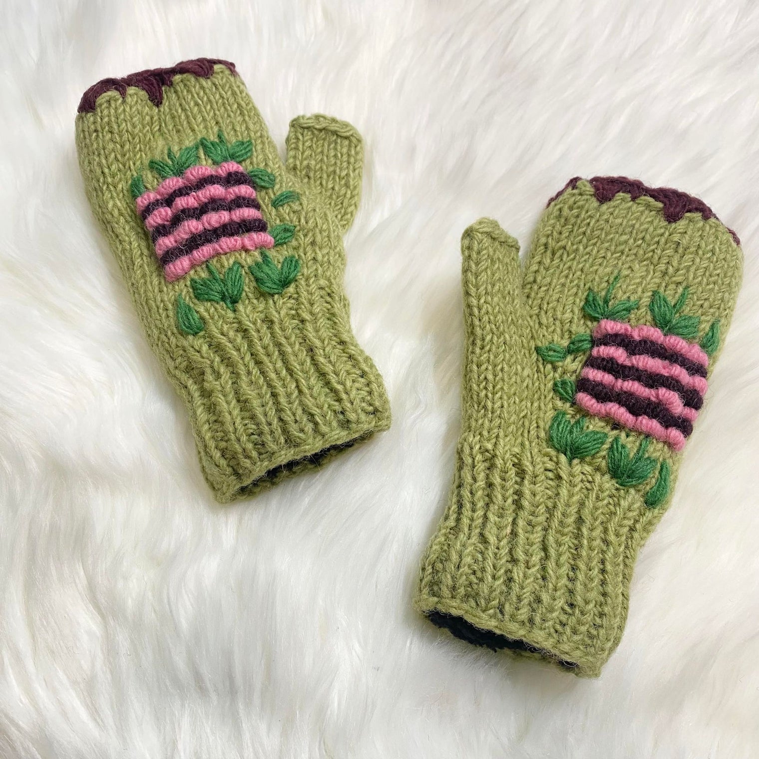 Himalayan Handknit Wool Fingerless Gloves/Hand Warmers