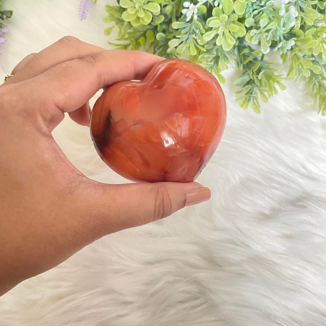 Polished Carnelian Heart Shaped Stone