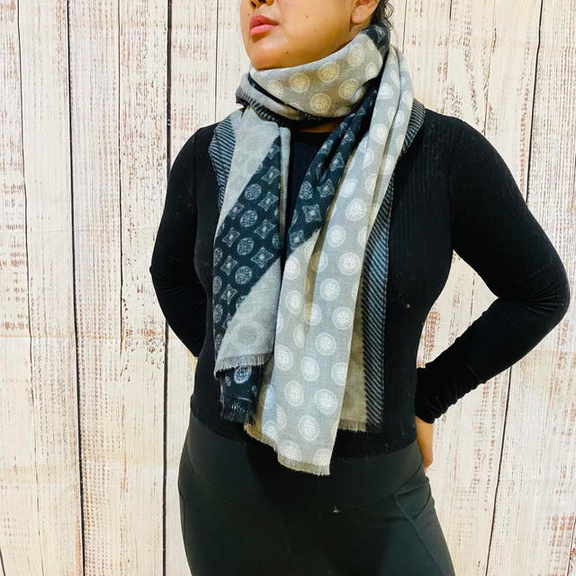 Hand Knit Paisley Print Winter Oversized Scarfs