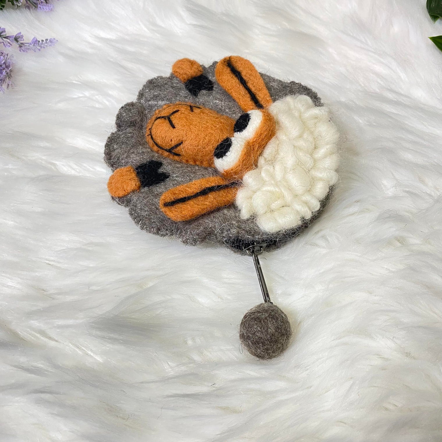 Sheep Designed Felt Purse