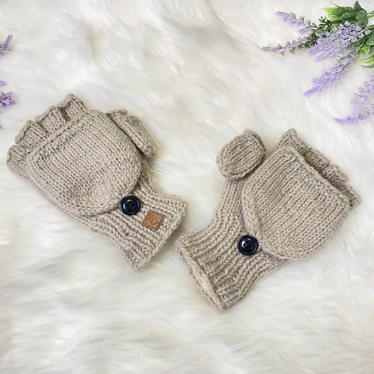 Crocheted Unisex Merino Wool Convertible Gloves/Mittens