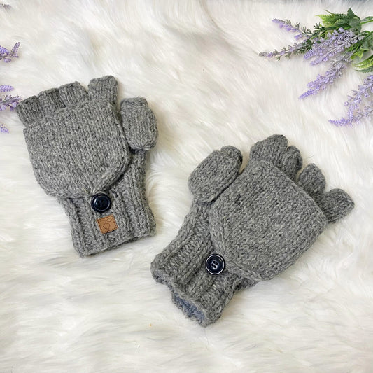 Crocheted Unisex Merino Wool Convertible Gloves/Mittens