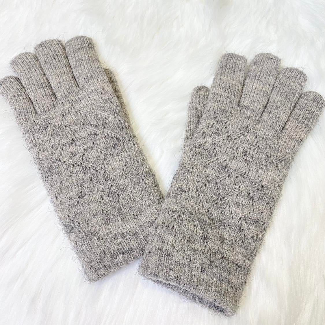 Hand Knit Unisex Adult Gloves with Fleece Lining
