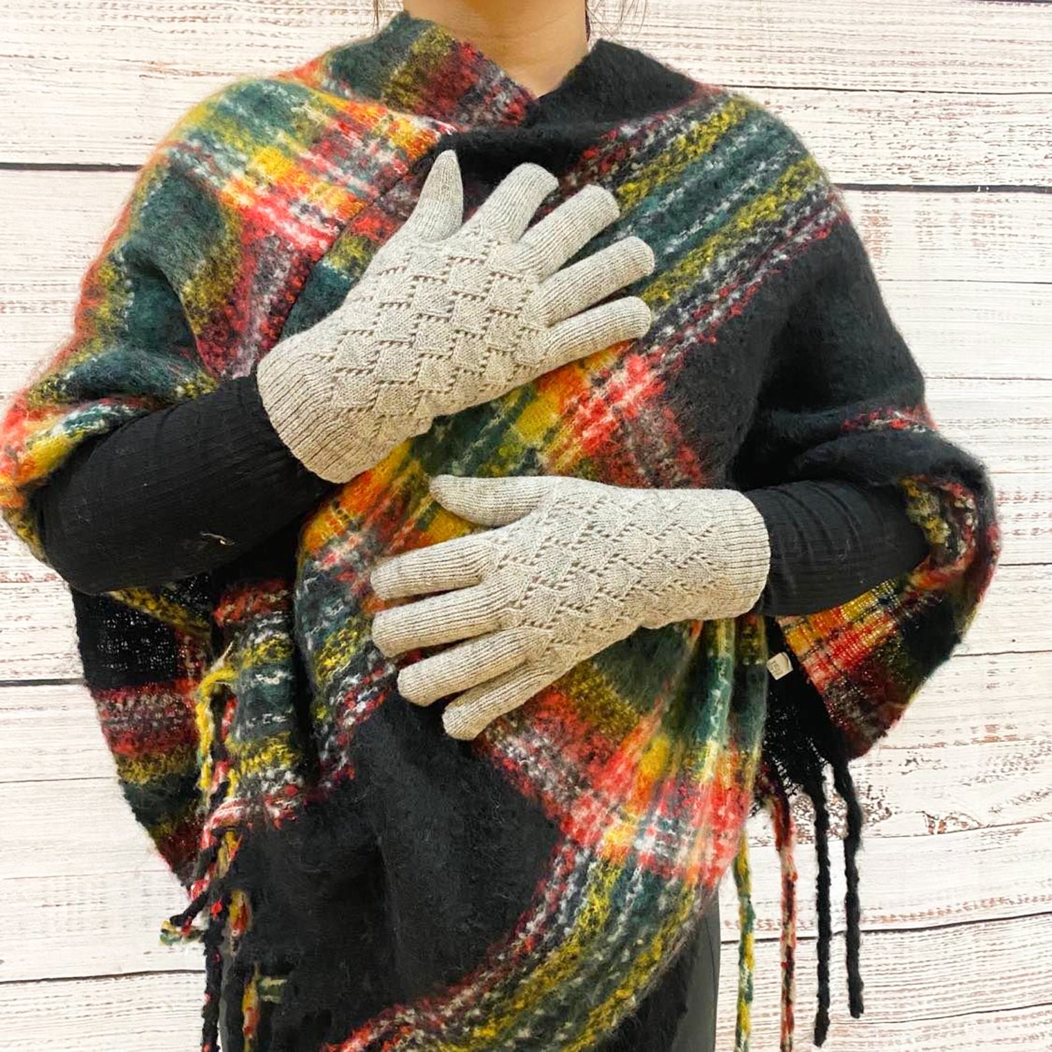 Hand Knit Unisex Adult Gloves with Fleece Lining