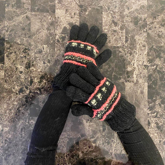 Hand Knit Merino Wool Multi Color Unisex Gloves