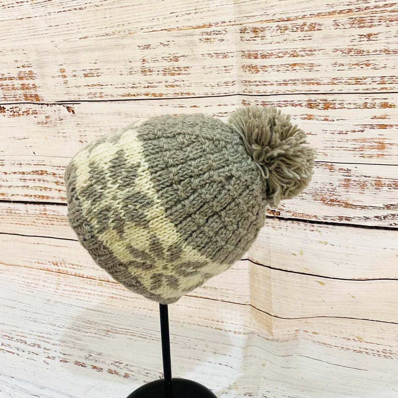 Hand Knit Wool Pom Pom Winter Hat