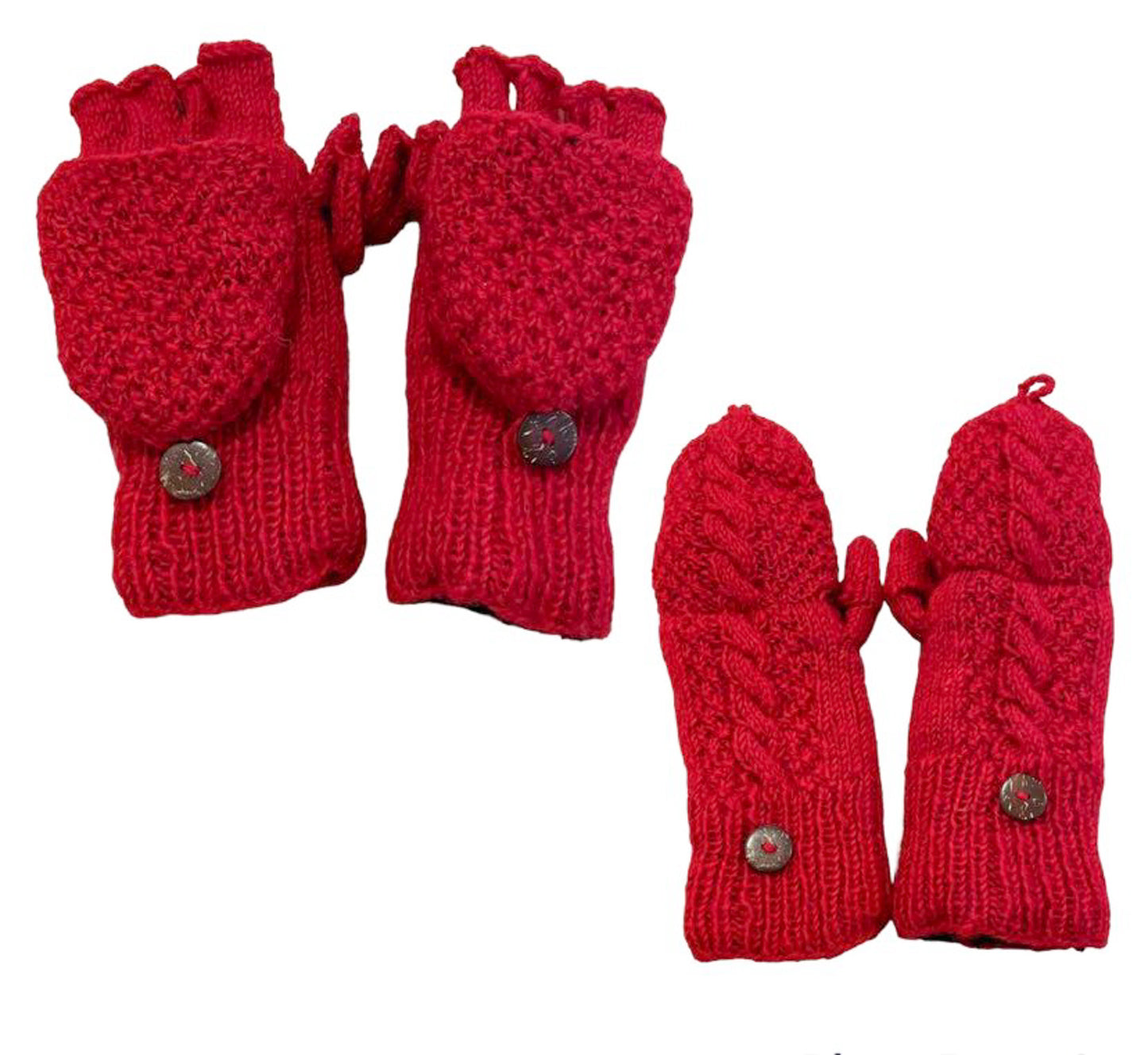 Hand Knitted Merino Wool Convertible Gloves/Mittens