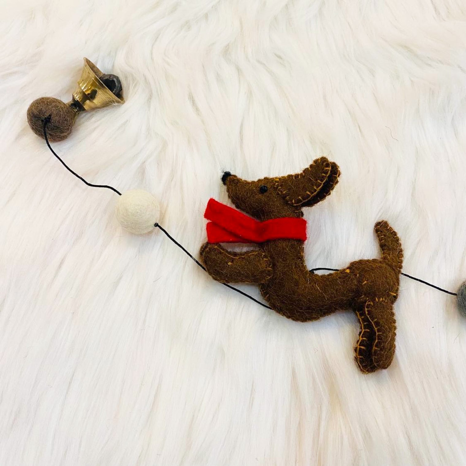 Felted Reindeer Hanging with Bells