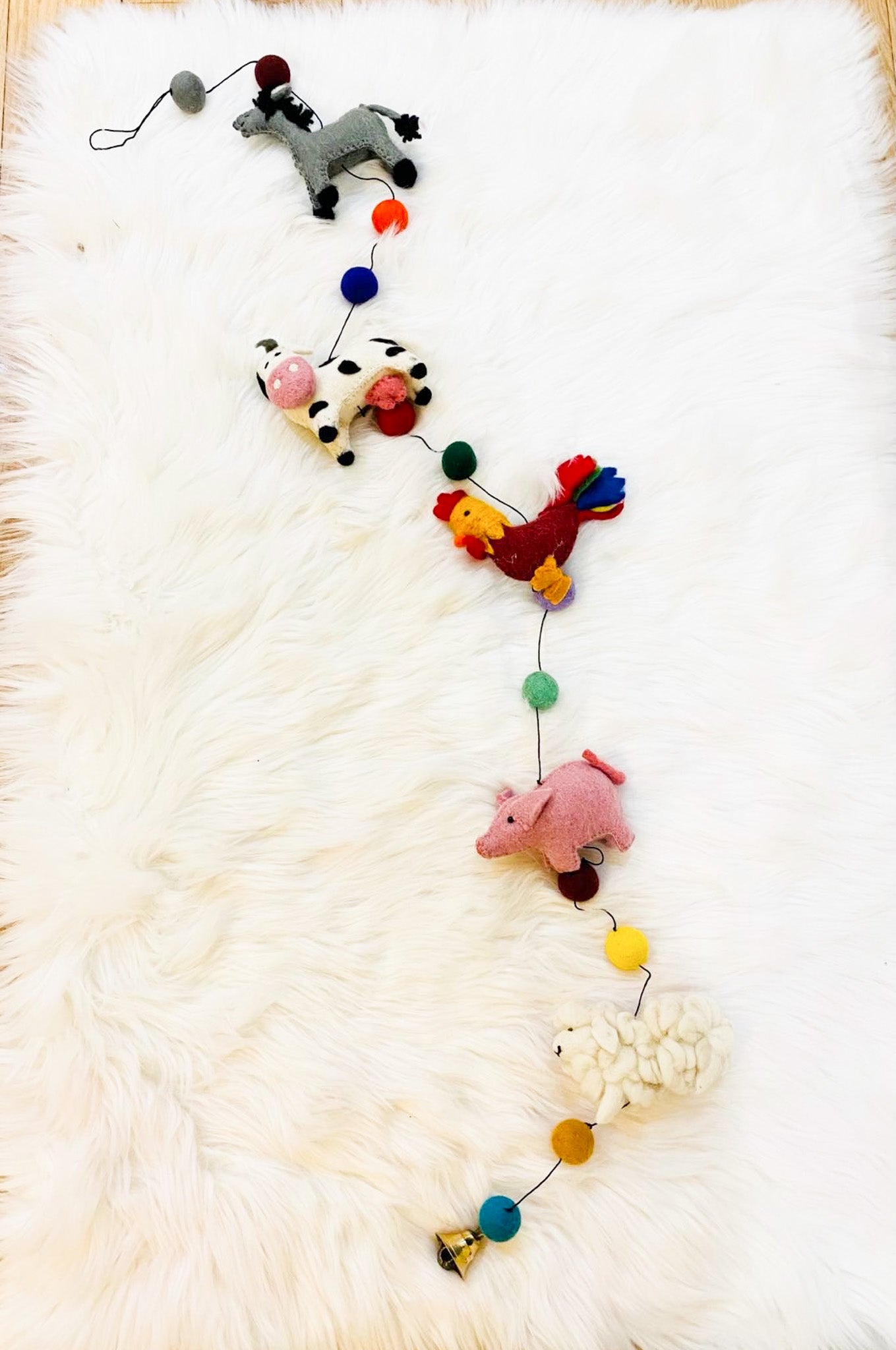 Felt Farm Animal Garland with Bells