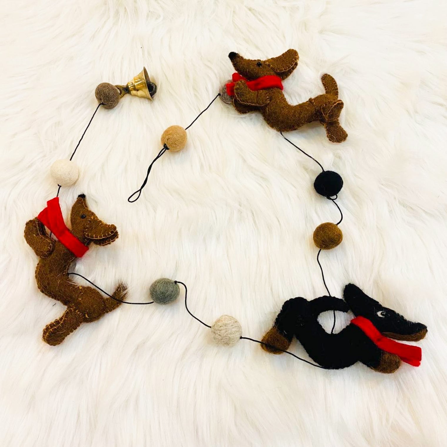 Felted Reindeer Hanging with Bells