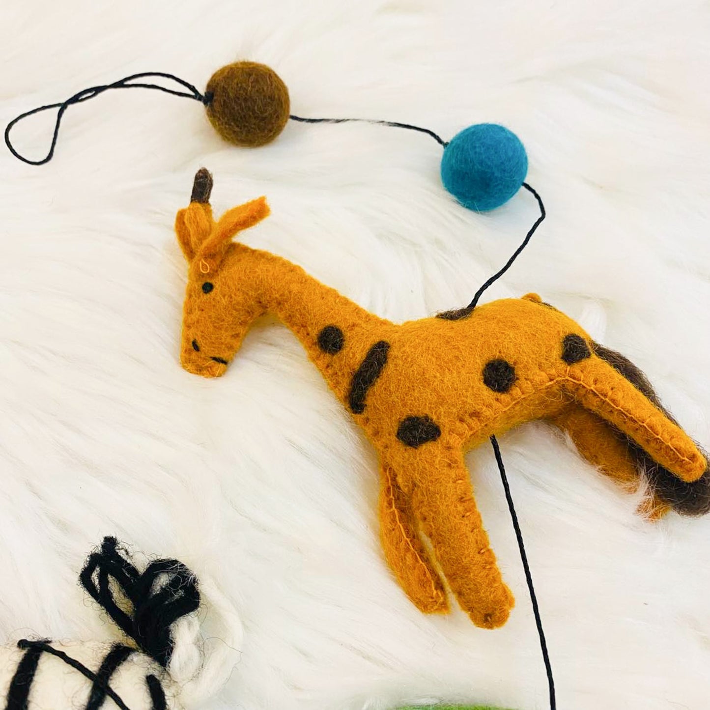 Felted Animal Jungle Hanging with Bells