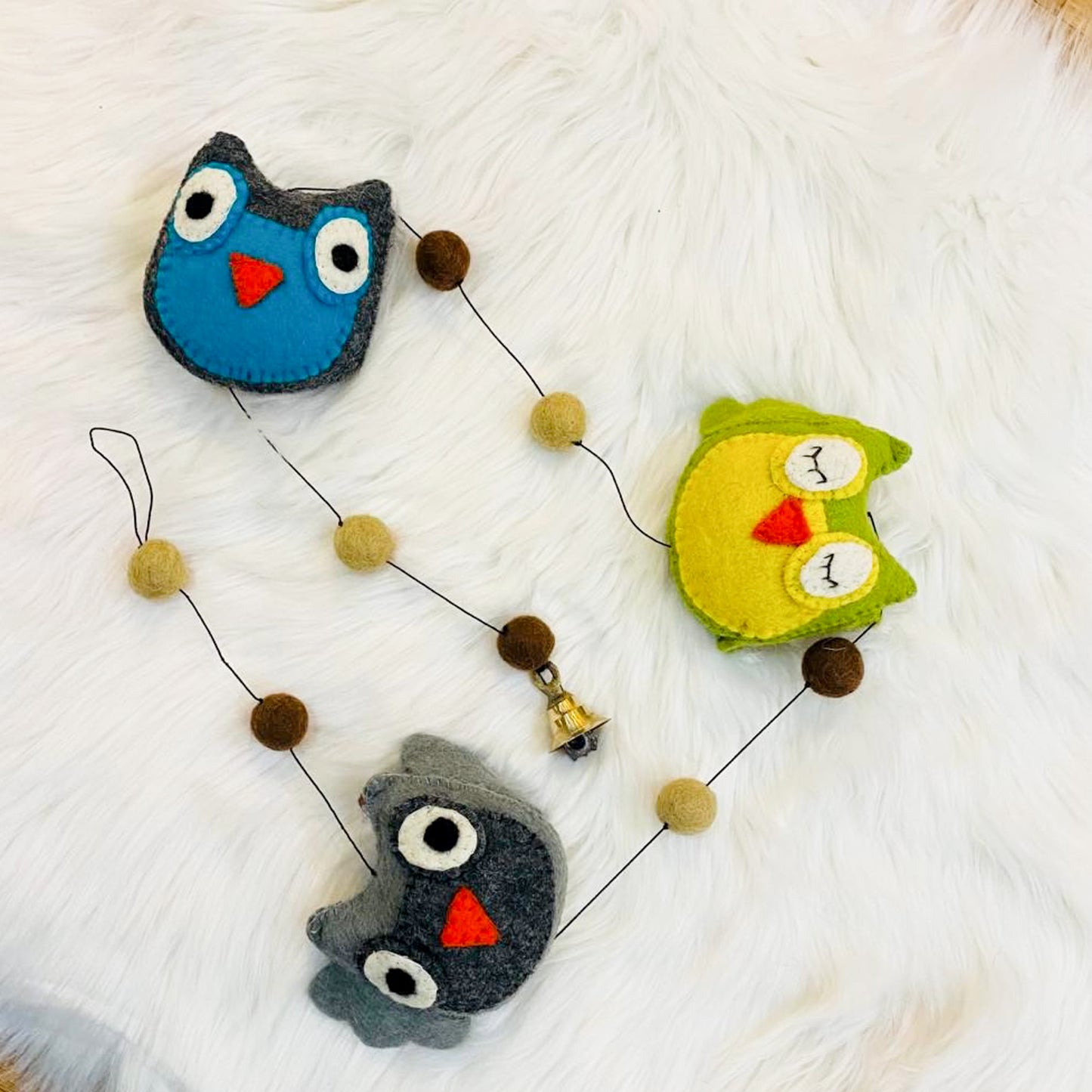 Felt Owl Hanging with Bell