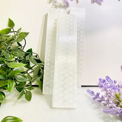 Etched Selenite Charging Plate with Flower of Life