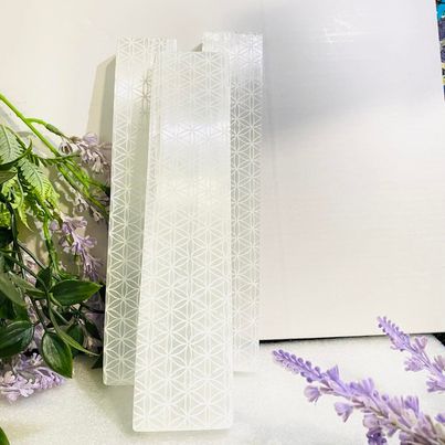 Etched Selenite Charging Plate with Flower of Life