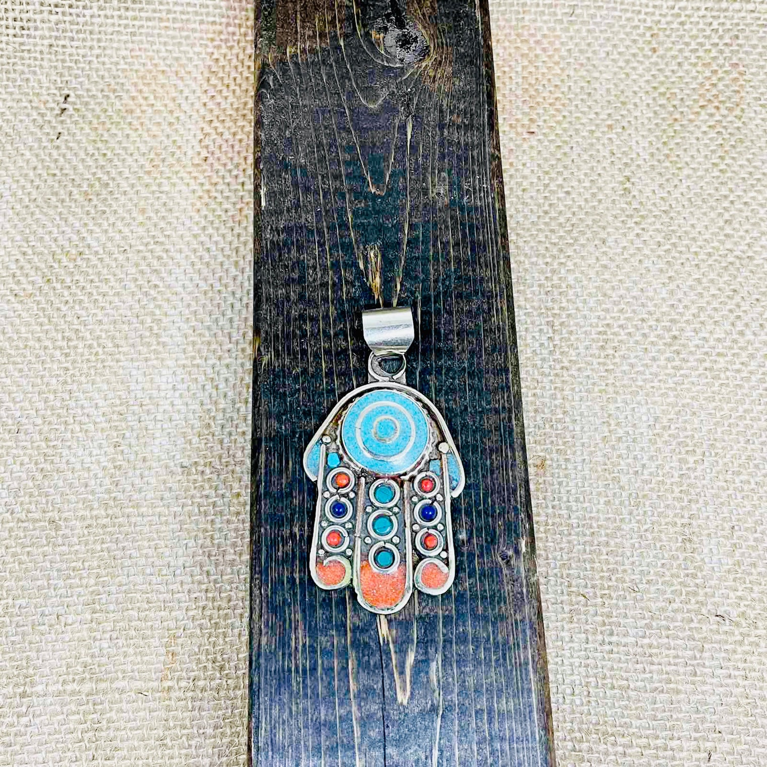 Hamsa Pendant, Hands of Fatima Necklace, Bohemian Jewelry, Protection Necklace, Turquoise Coral Lapis Lazuli Pendant , Gift for Him/Her,