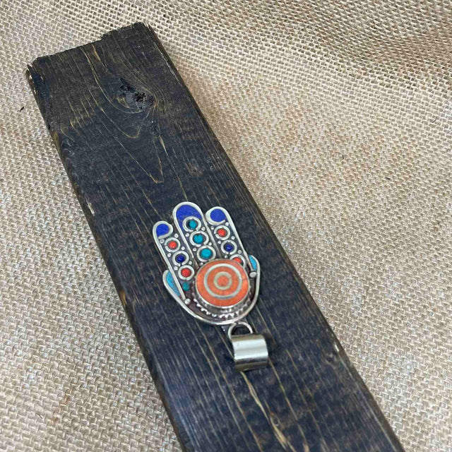 Hamsa Pendant, Hands of Fatima Necklace, Bohemian Jewelry, Protection Necklace, Turquoise Coral Lapis Lazuli Pendant , Gift for Him/Her,