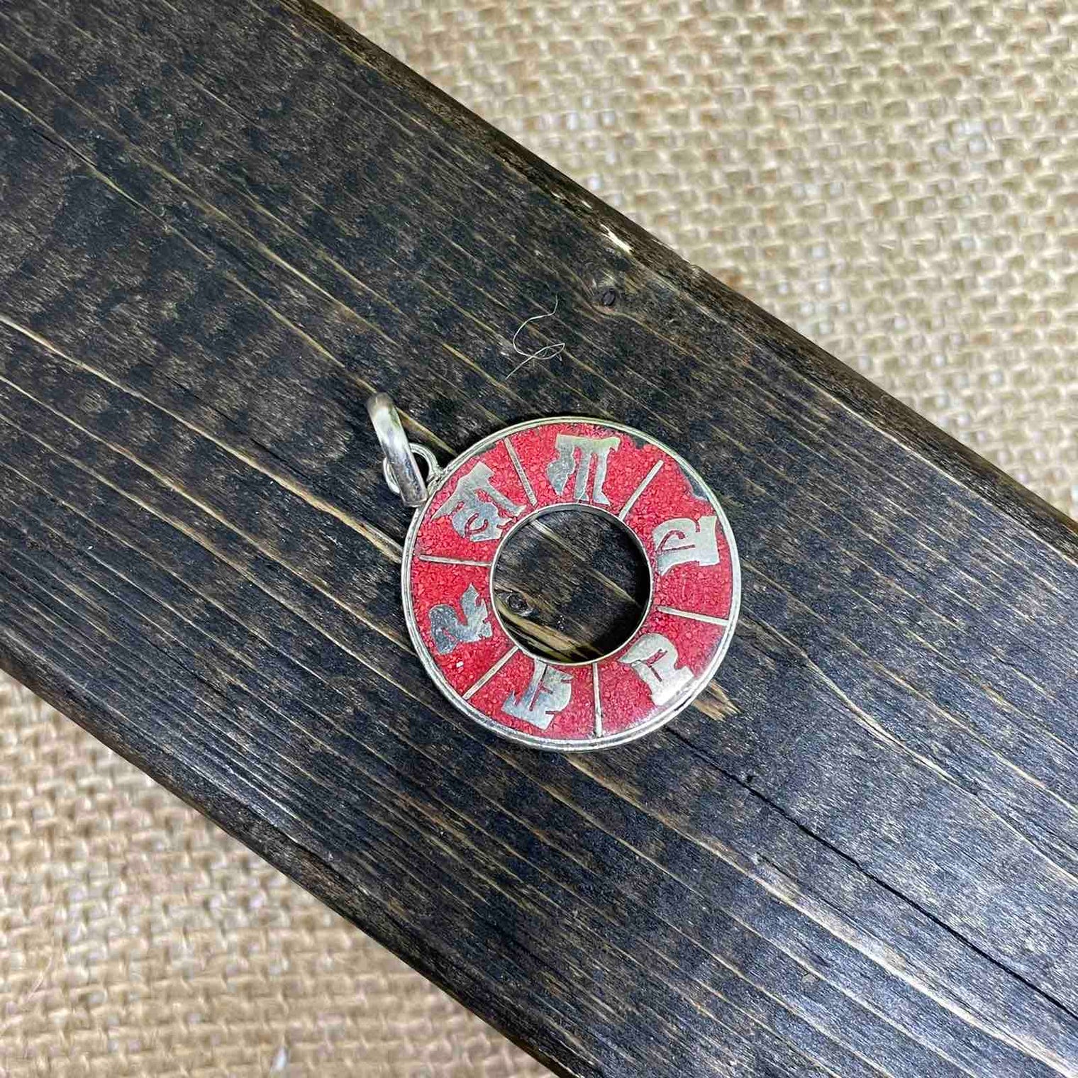 Ethnic handmade pendant with om ma ni pa mi hu Mantra, Buddhist Pendant, Yoga Jewelry, Meditation Gift, Gift for Him/Her