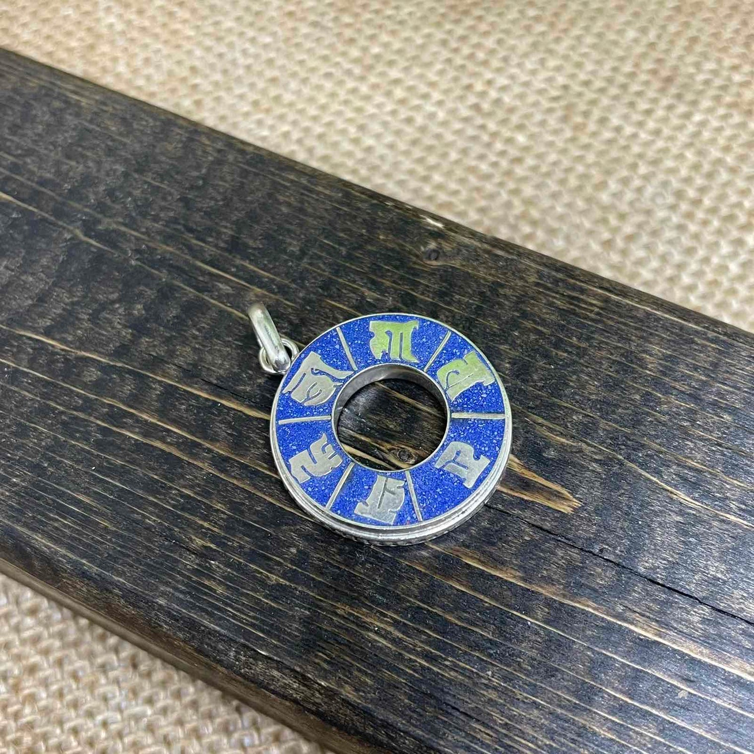 Ethnic handmade pendant with om ma ni pa mi hu Mantra, Buddhist Pendant, Yoga Jewelry, Meditation Gift, Gift for Him/Her