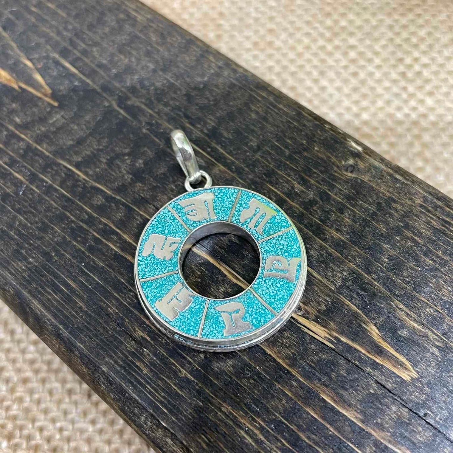 Ethnic handmade pendant with om ma ni pa mi hu Mantra, Buddhist Pendant, Yoga Jewelry, Meditation Gift, Gift for Him/Her