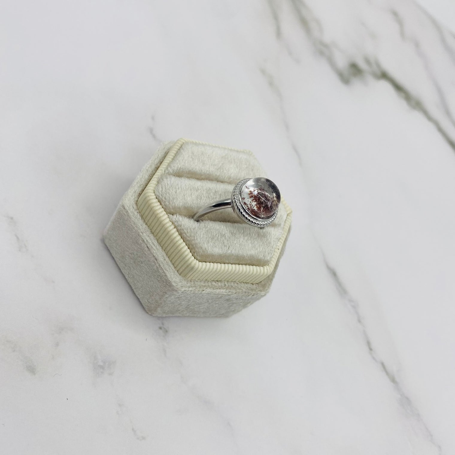 Phantom Quartz Ring, Crystal Ring, Adjustable Jewelry, Handmade Rings, Bohemian Jewelry, Silver Statement Ring, Quartz Jewelry