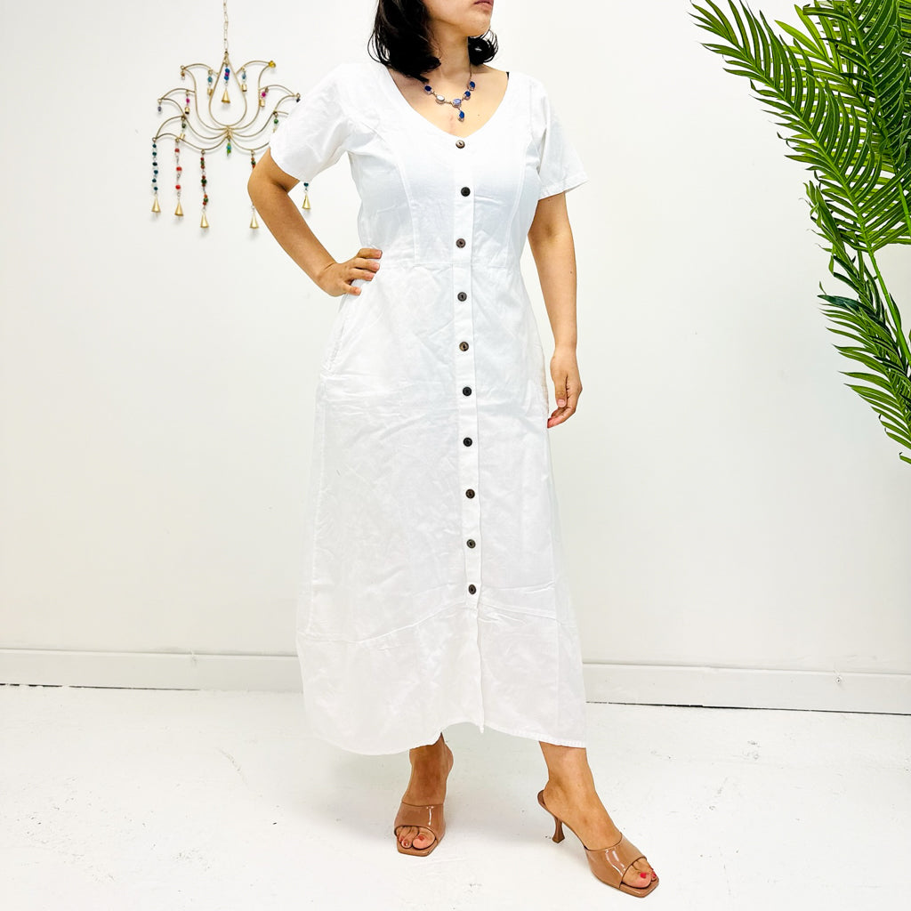 Solid Color Long Cotton Maxi Dress