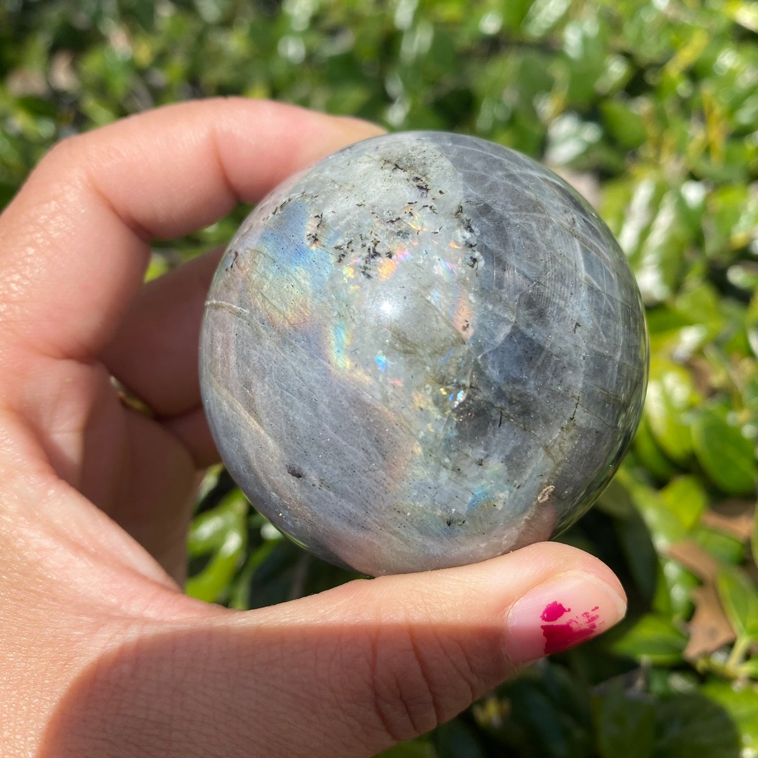 Labradorite Sphere Ball, Crystal Ball, Rainbow Infused Labradorite Ball, Healing Crystal, 75 mm Polished Labradorite Transformation Crystal