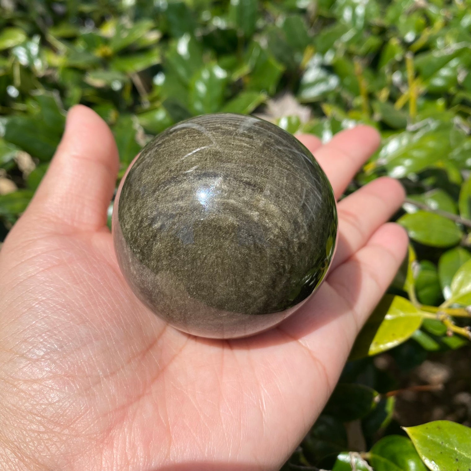 Silver Sheen Obsidian Sphere, 47mm Black Obsidian Crystal Ball, Polished, Healing Stone Decor, Gemstone for Clarity, Stone for Scorpio
