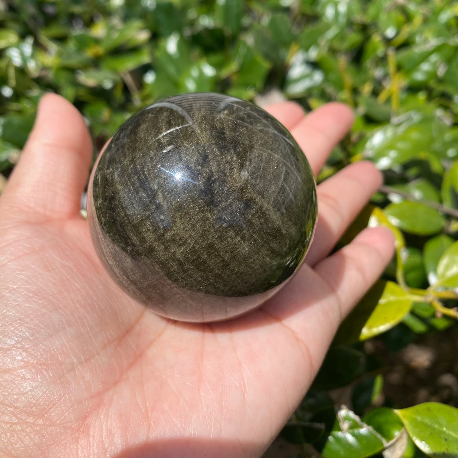 Silver Sheen Obsidian Sphere, 47mm Black Obsidian Crystal Ball, Polished, Healing Stone Decor, Gemstone for Clarity, Stone for Scorpio