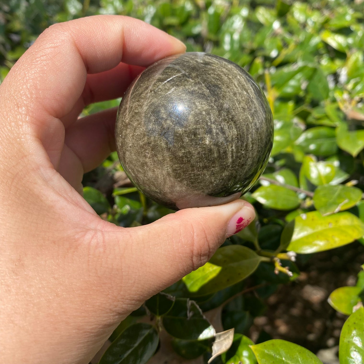 Silver Sheen Obsidian Sphere, 47mm Black Obsidian Crystal Ball, Polished, Healing Stone Decor, Gemstone for Clarity, Stone for Scorpio