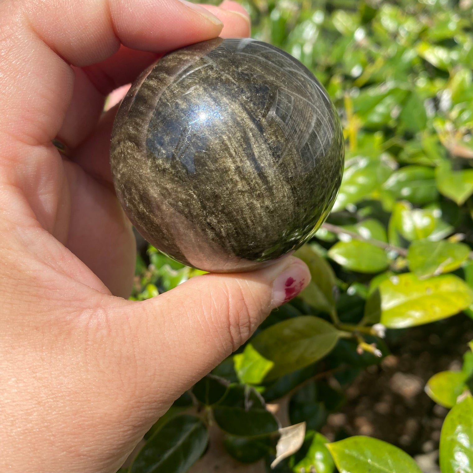 Silver Sheen Obsidian Sphere, 47mm Black Obsidian Crystal Ball, Polished, Healing Stone Decor, Gemstone for Clarity, Stone for Scorpio