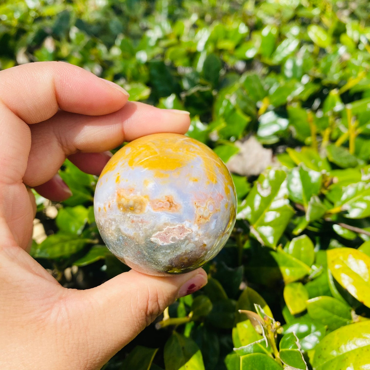 47 mm Ocean Jasper, Jasper Sphere, Heart Chakra Stone, Healing Crystal, Polished Sea Jasper, Grounding Crystal, Self Care Fertility Stone