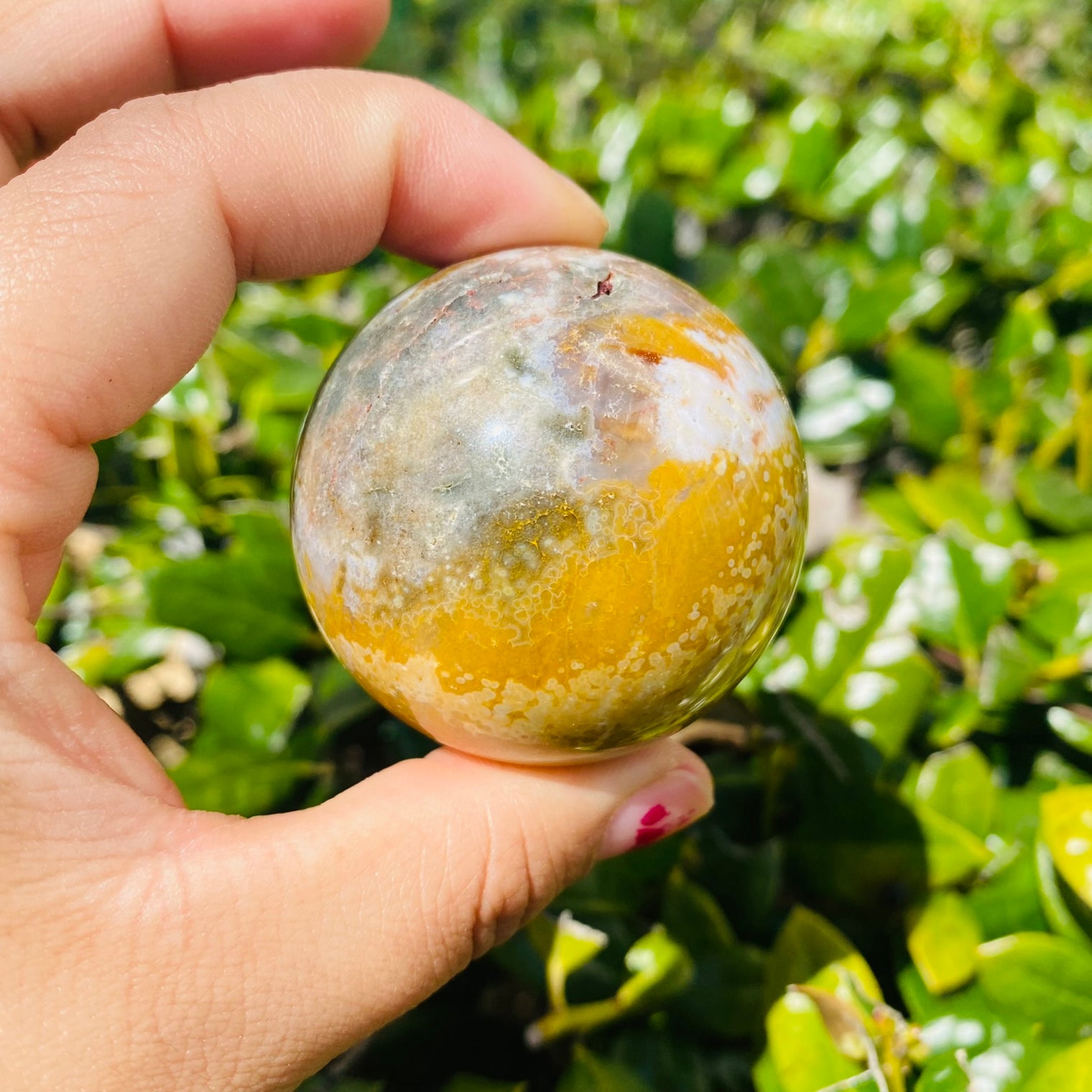 47 mm Ocean Jasper, Jasper Sphere, Heart Chakra Stone, Healing Crystal, Polished Sea Jasper, Grounding Crystal, Self Care Fertility Stone