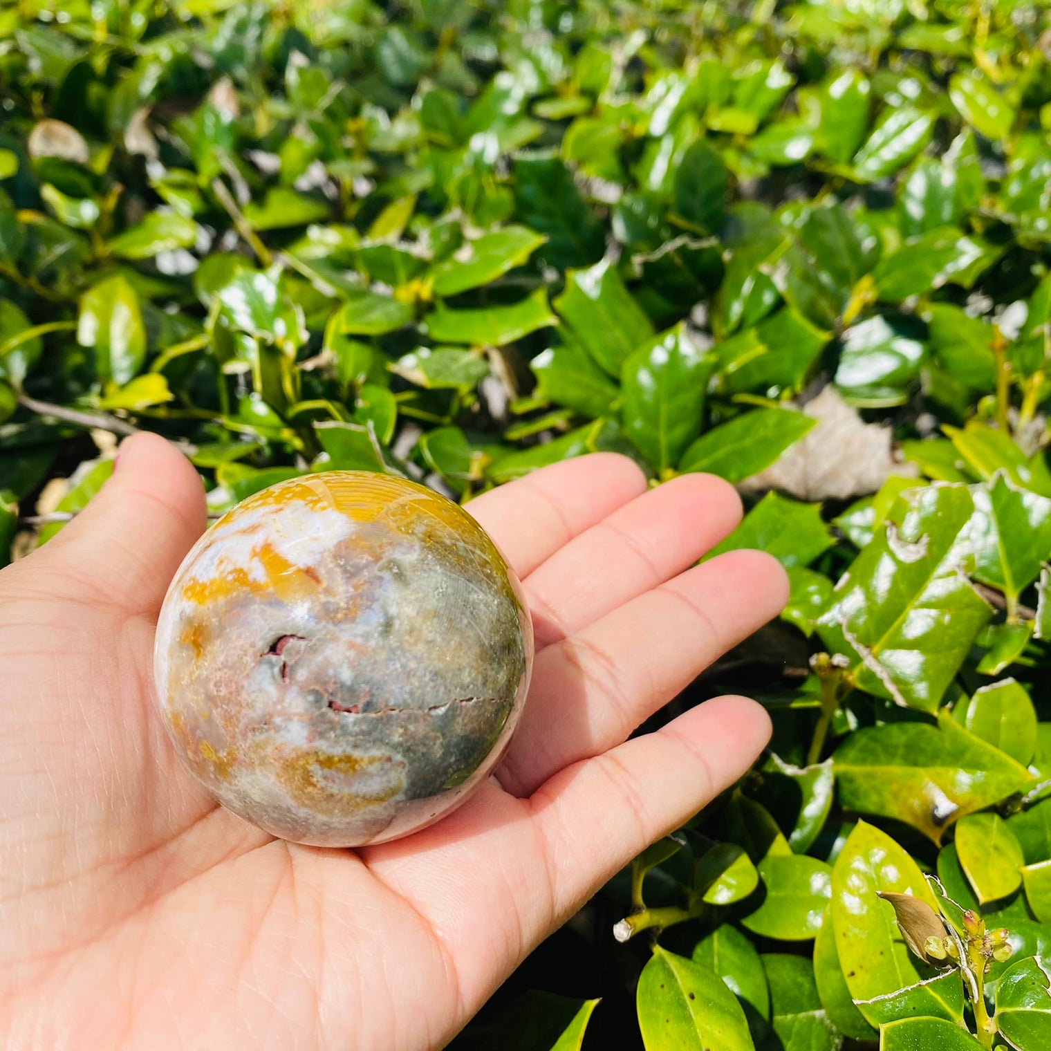 47 mm Ocean Jasper, Jasper Sphere, Heart Chakra Stone, Healing Crystal, Polished Sea Jasper, Grounding Crystal, Self Care Fertility Stone