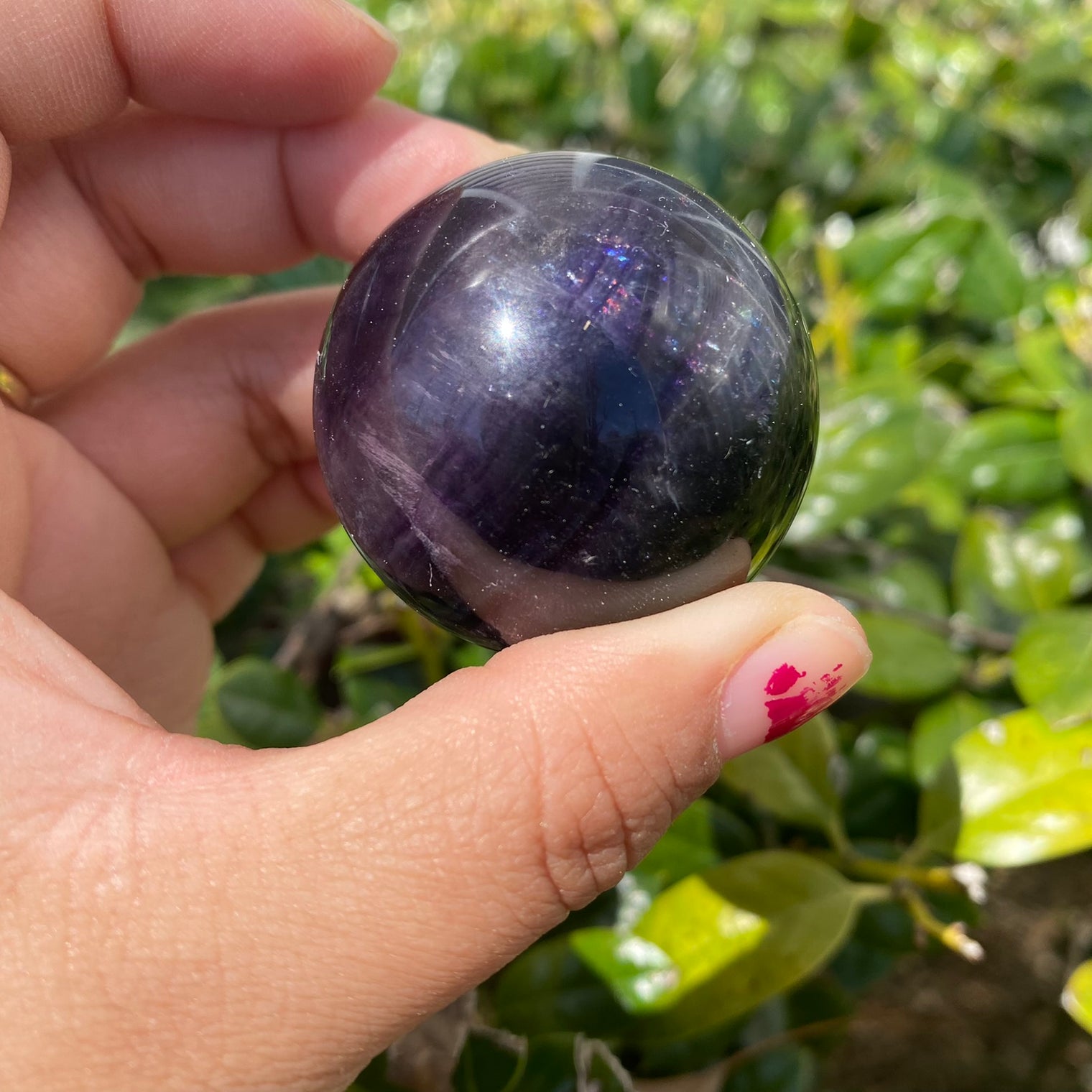 Rainbow Fluorite Sphere Crystal, Polished Fluorite Crystal Ball, Meditation Crystal, Reiki Crystal, Chakra Healing