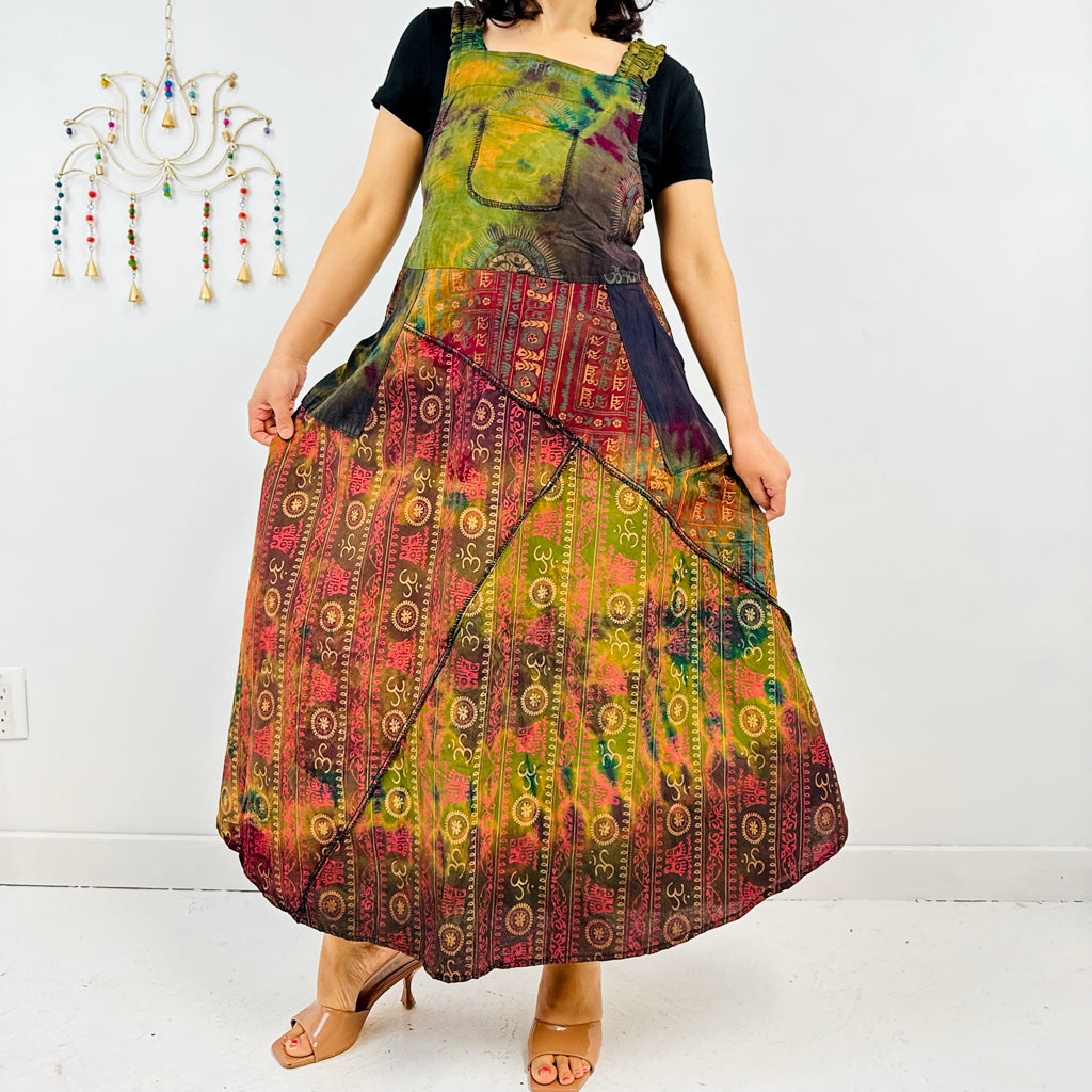 Patchwork Maxi Dress with Pockets