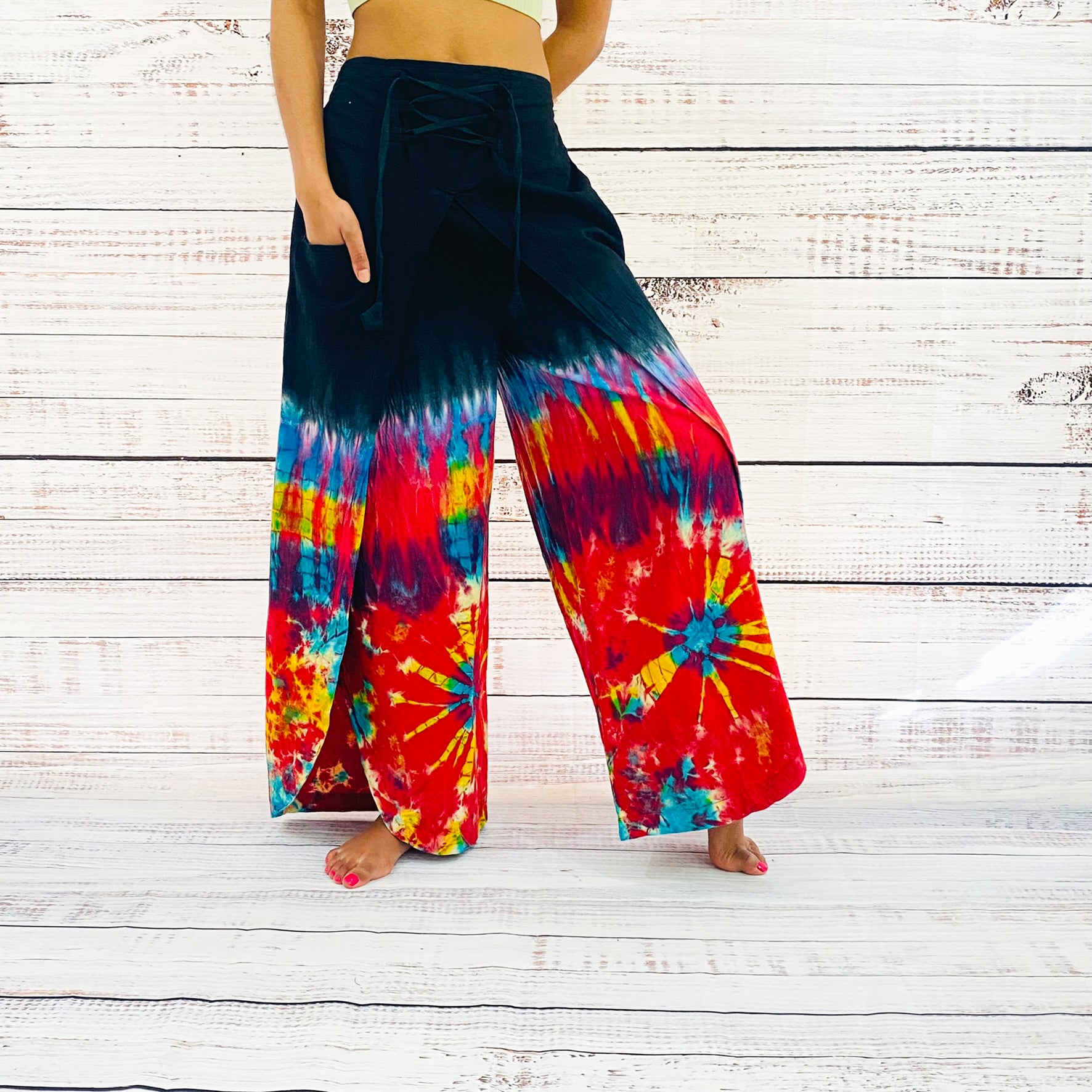 Tie dye palazzo pants hippie pants handmade fashion summer cotton wide leg  pants fashion yoga pants at Rs 900 in Jaipur