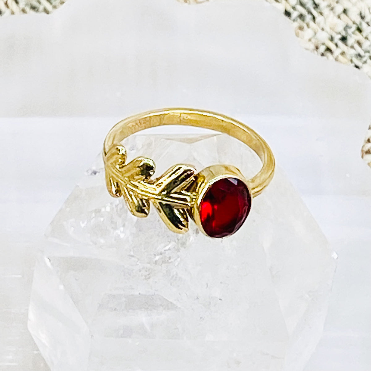 Gold Filled Crystal Ring, Handmade Jewelry, Leaf Style Ring, Bohemian Jewelry, Gift For Her, Non Tarnish Ring,Statement Ring, Stackable Ring