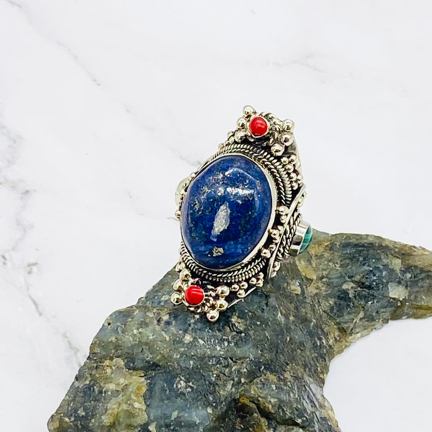 Stone silver rings, natural stone rings, handmade silver stone rings, culture fusion, Tibetan jewelry, unisex jewelry, bohemian jewelry
