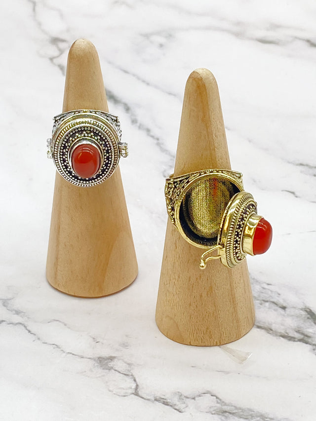 Handmade Bohemian Gold Filled Ring, Sterling Silver Ring , Secret Box Ring, Crystal Ring, Bohemian Jewelry, Oval Shaped Ring, Statement Ring