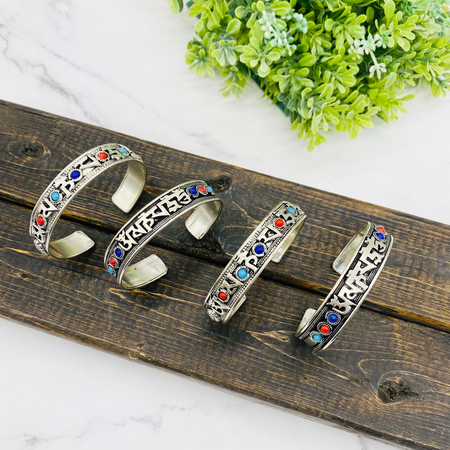 Filigree Handmade Cuff Bracelet with Healing Mantra