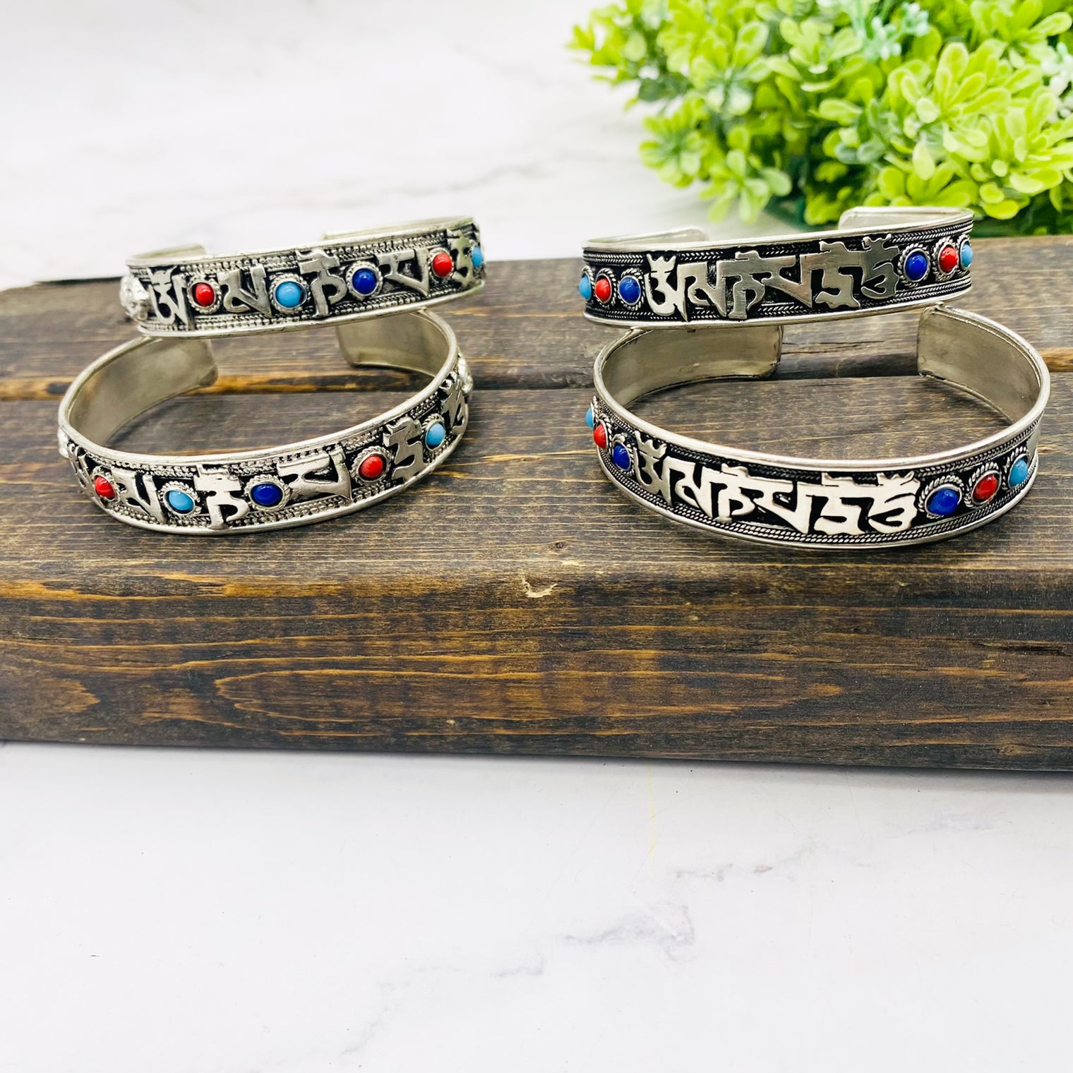 Filigree Handmade Cuff Bracelet with Healing Mantra