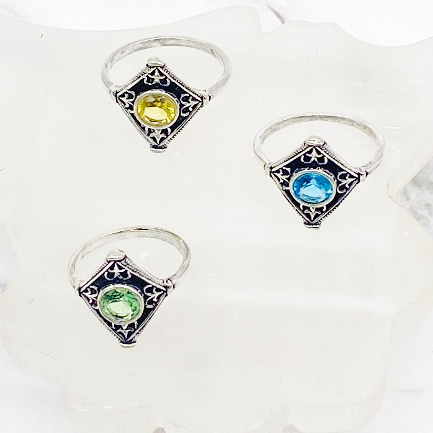 Faceted Crystal Ring, Handmade Ring, Silver Gemstone Ring, Statement Ring, Gift For Her, Vintage Style