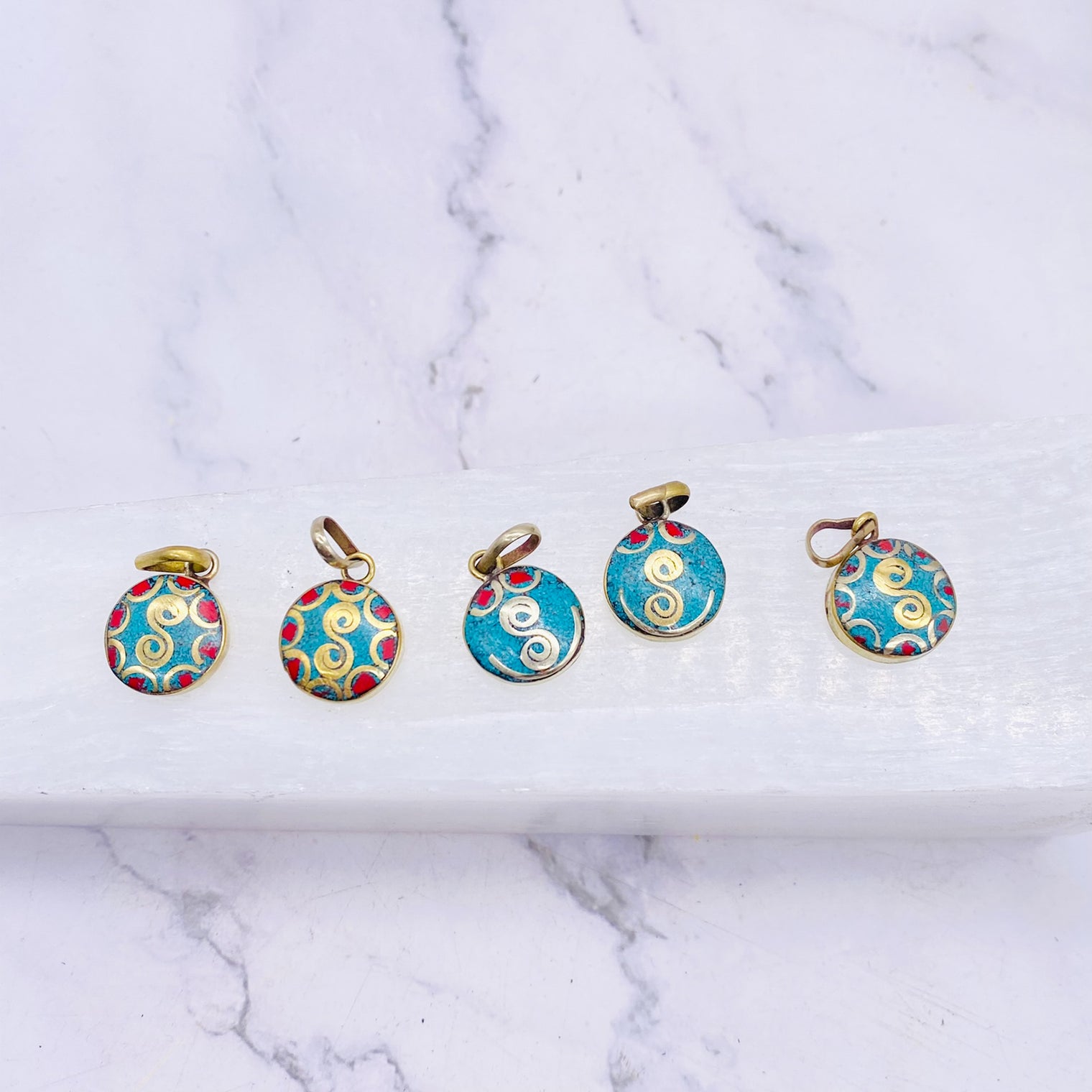 Bohemian Turquoise Coral Pendant , Vintage Charm, Small Boho Charms, Handmade Pendant, Nickel Free Jewelry, Vintage Charms