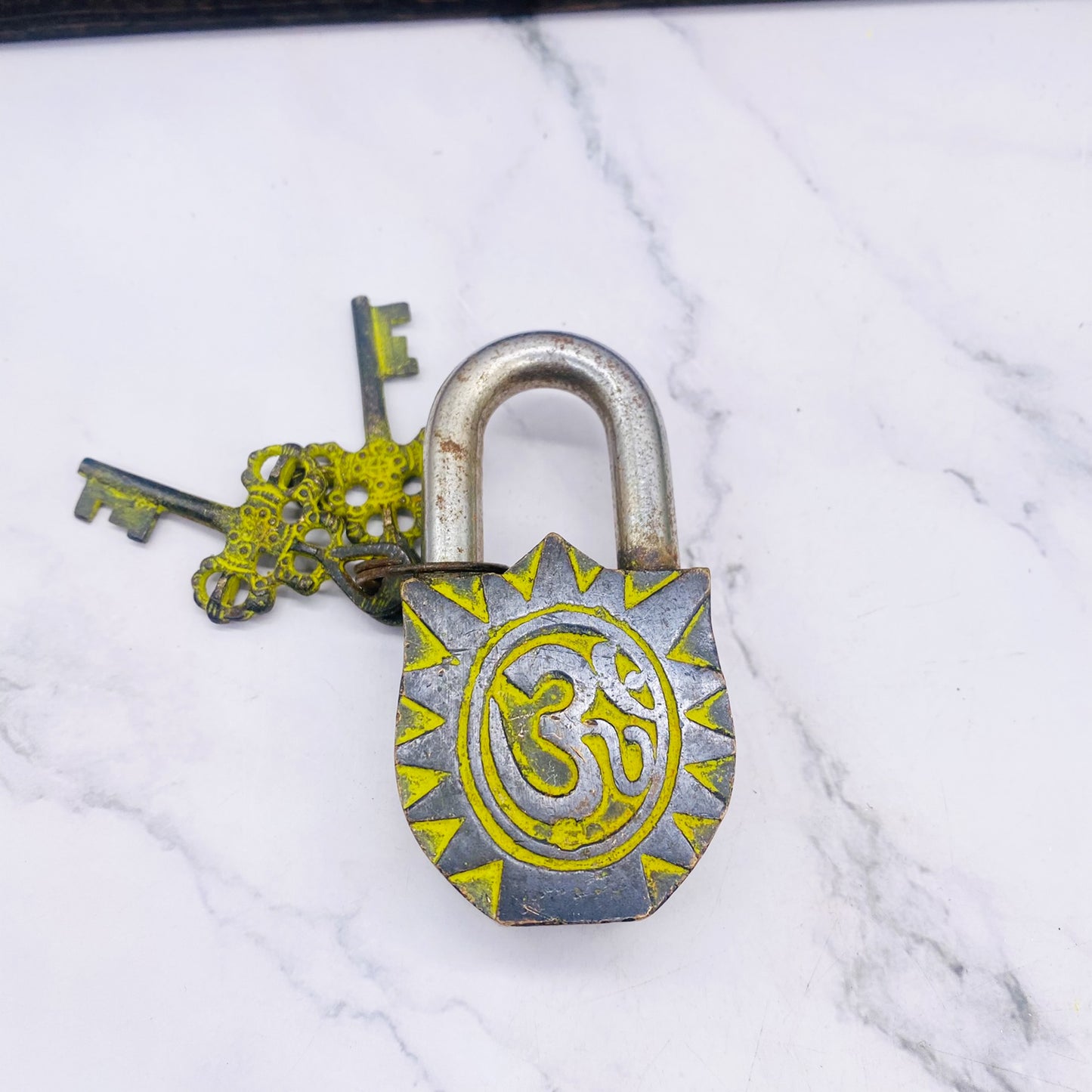 Handmade Brass Shiva Door Lock with Two Keys from Nepal, Door Lock, Vintage Door Locks, Vintage Looking pad Lock