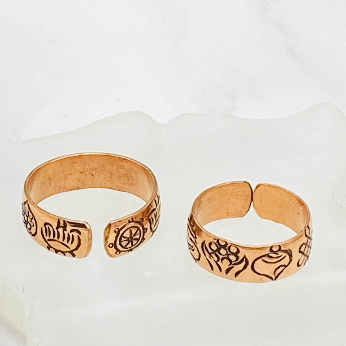 Copper Buddhist  Ring, Adjustable Infinity  ring, Thumb ring, Handmade Ashtamangala  Ring from Nepal, Eight Auspicious Sign, Meditation Ring