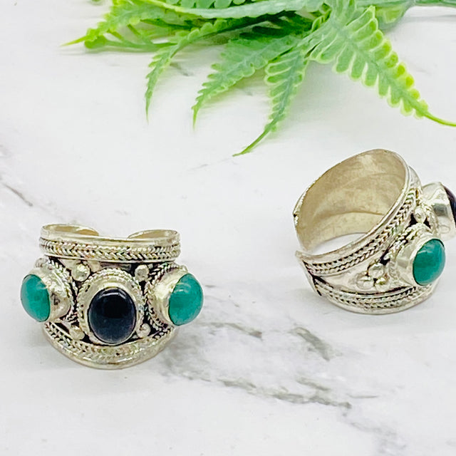 Multistone Stackable Rings, Handmade Jewelry, Crystal Rings, Vintage Style Rings, Adjustable Gemstone Rings, Unisex Statement Rings