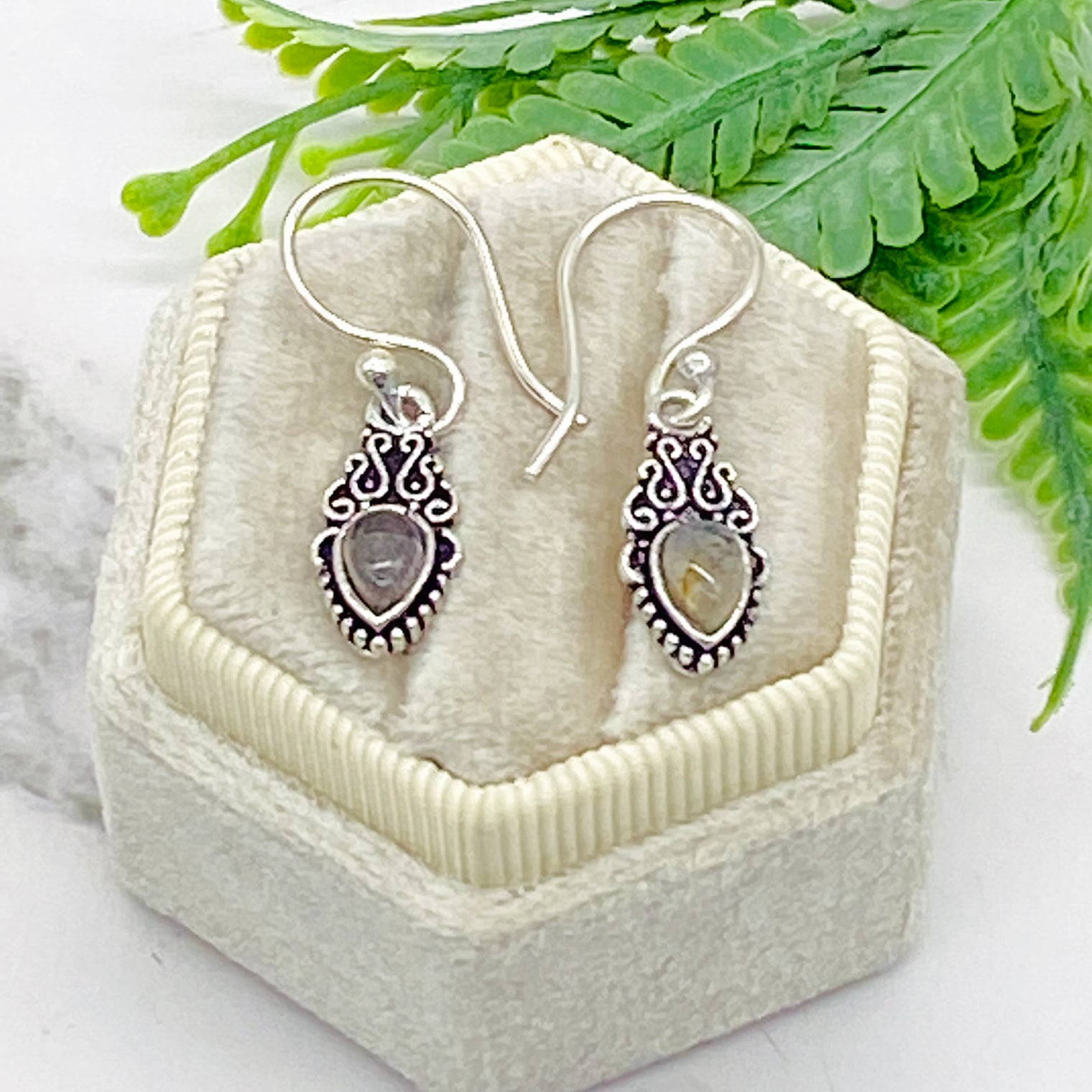 Handmade Crystal Earrings, Minimalistic Silver Earrings, Dangles and Drops, Silver Hoops, Gift For Her, Healing Crystal Jewelry