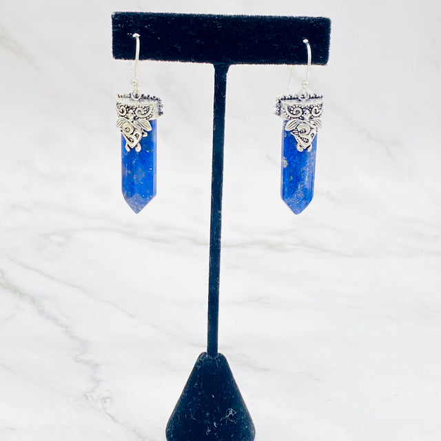 Silver Om Earrings, Handmade Silver Hoops, Silver Earrings, Gift For Her, Bohemian Earrings, Sterling Silver, Crystal Earrings