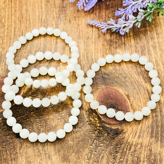 Moonstone Bracelet, 8 MM Beads, Handmade Crystal Bracelet, Genuine Gemstone Beads, Spiritual Jewelry, Stone for Healing/ New Beginning