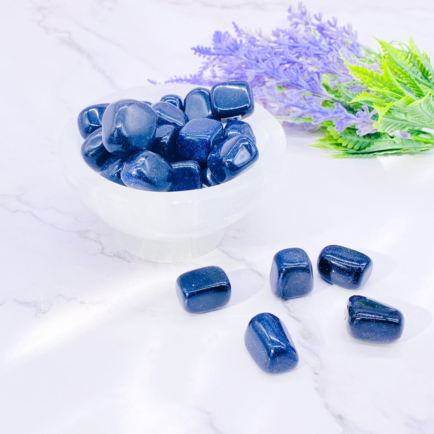 Blue Goldstone Tumble stone, 100% Genuine Goldstone, Chakra Healing Crystal, Man- Made Stone, Crystal of Ambition and Courage, Pocket stones